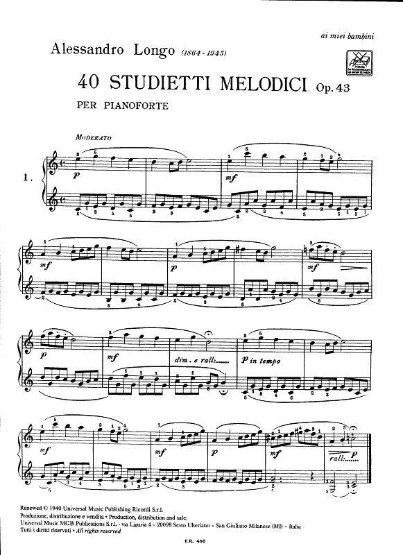 40 Studietti Melodici Per Piccole Mani Senza  - pro klavír